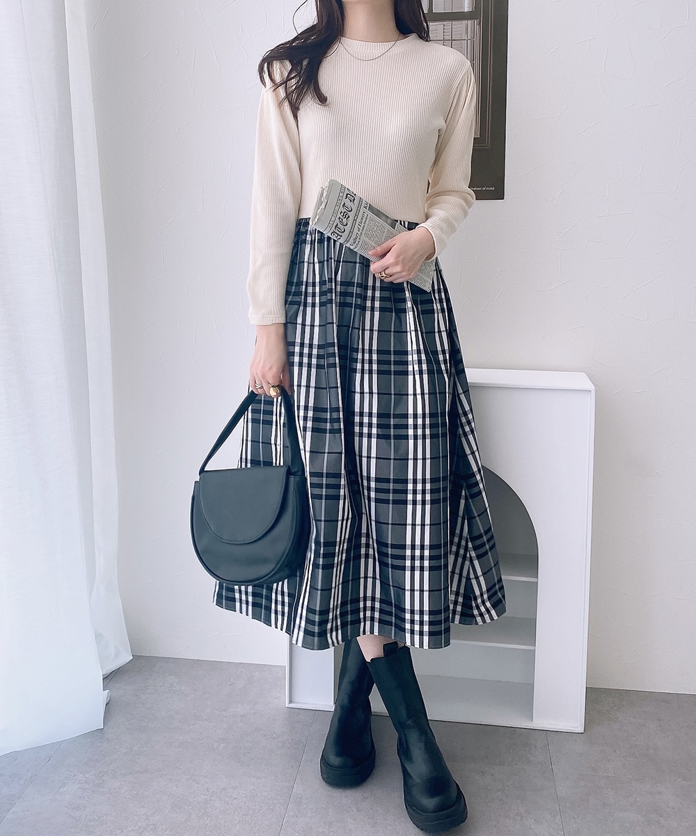 チェック柄ドッキングワンピース 通販【ニッセン】