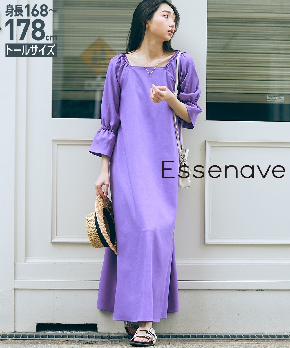 高身長 キャンディスリーブマキシワンピース（トールサイズ）Essenave
