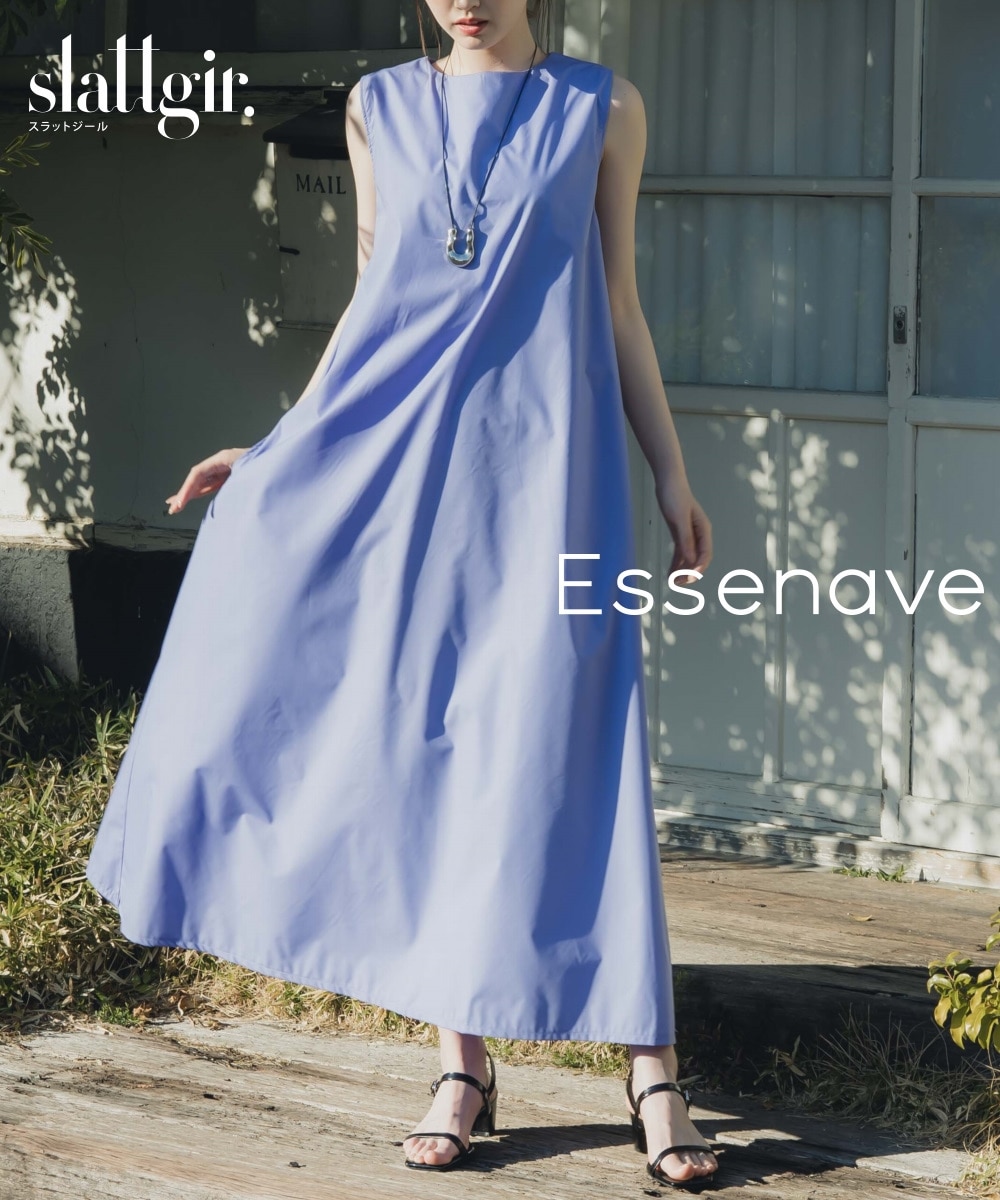 高身長 ノースリーブフレアマキシワンピース（トールサイズ）Essenave