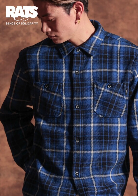 COTTON FLANNEL BLUE CHECK SHIRT チェックネルシャツ-ラッツ 通販