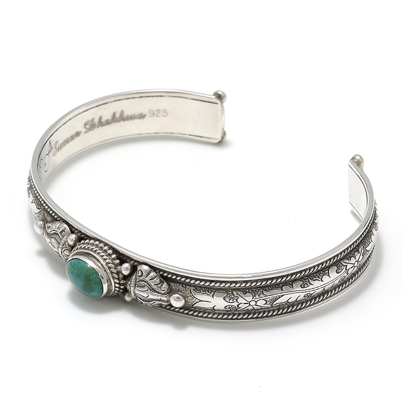 Suman Dhakhwa（スーマンダックワ） Leaf Carving Cuff w/Turquoise