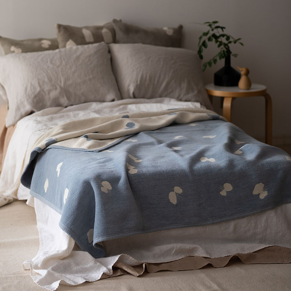 シュニールコットンブランケット シングル CHOUCHO 140×180cm / ブルー