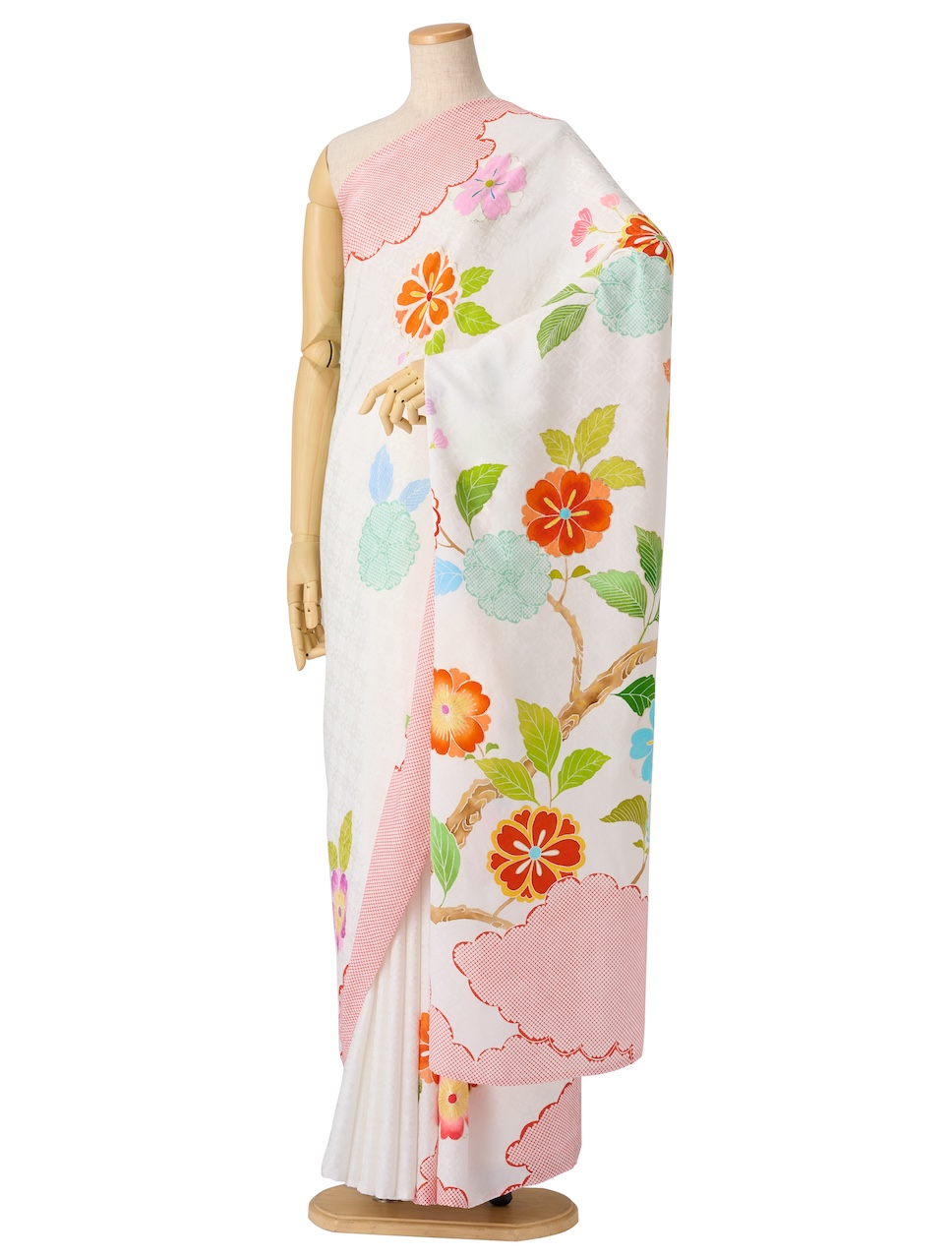 Woody京友禅振興協議会、正絹100% 絽 雪模様の中に可憐な花 お値下げ京