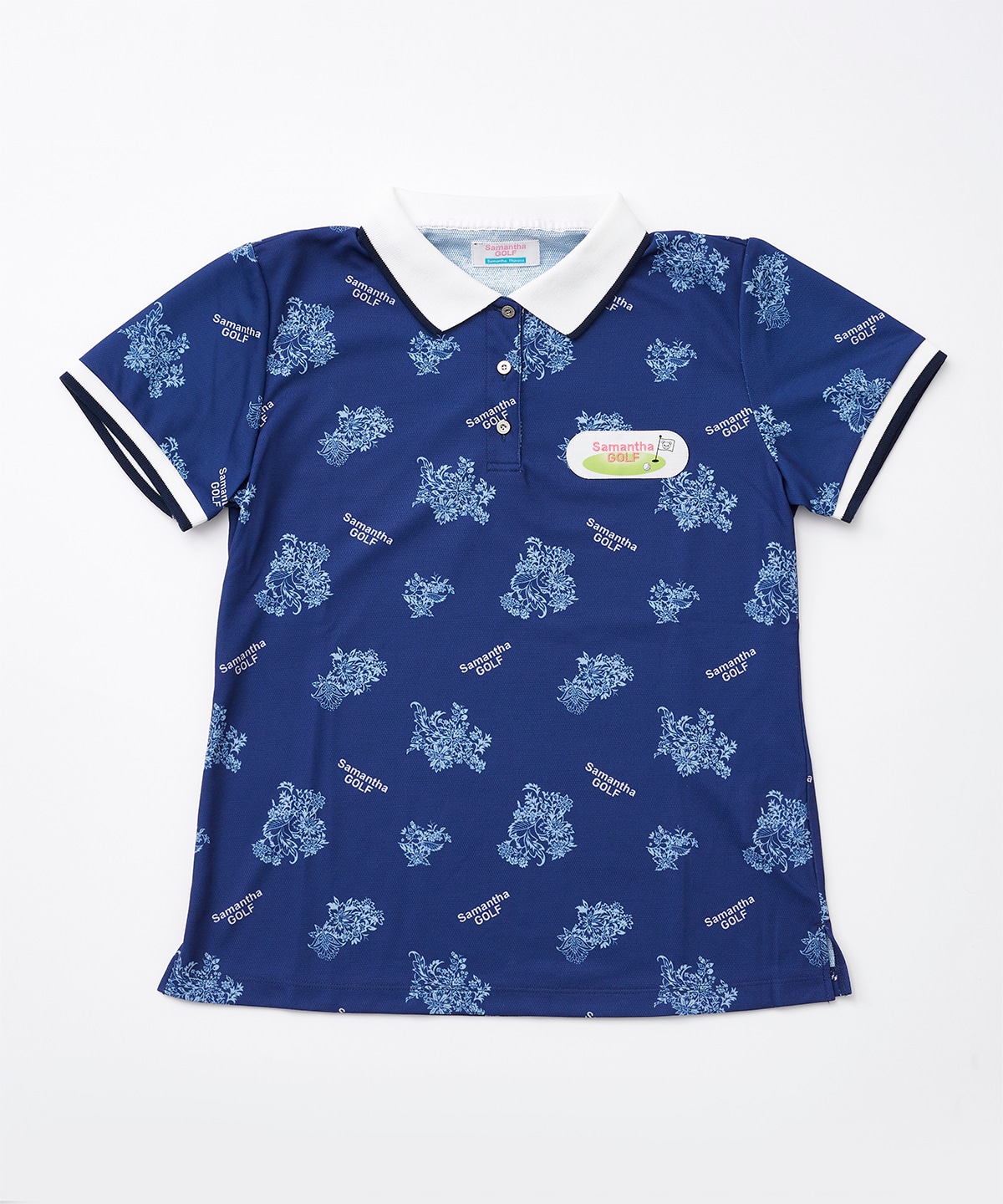 レトロ花柄ポロシャツ(36(S) ネイビー): Samantha Thavasa UNDER25