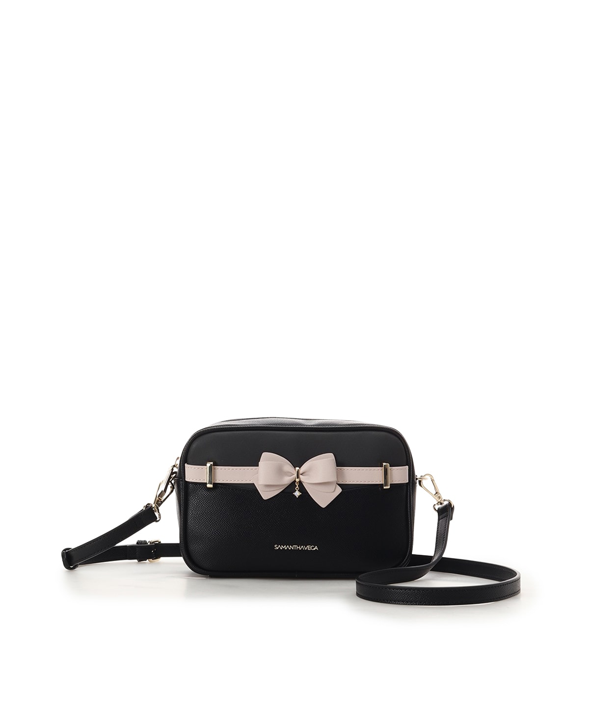 バイカラーアクセントリボンミニショルダーバッグ(FREE ブラック