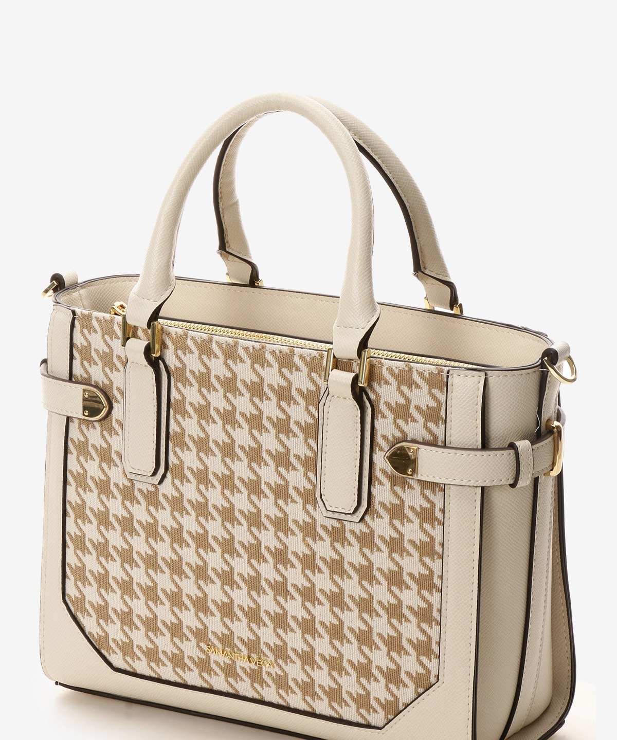 千鳥格子ベルト金具ハンドバッグ(FREE ホワイト): SAMANTHAVEGA