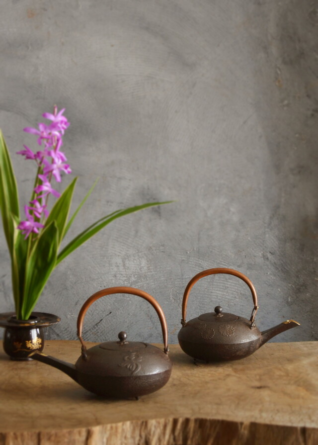 鉄銚子一対 酒器 定泉作 水注 水次 ちろり 鉄瓶 急須 在