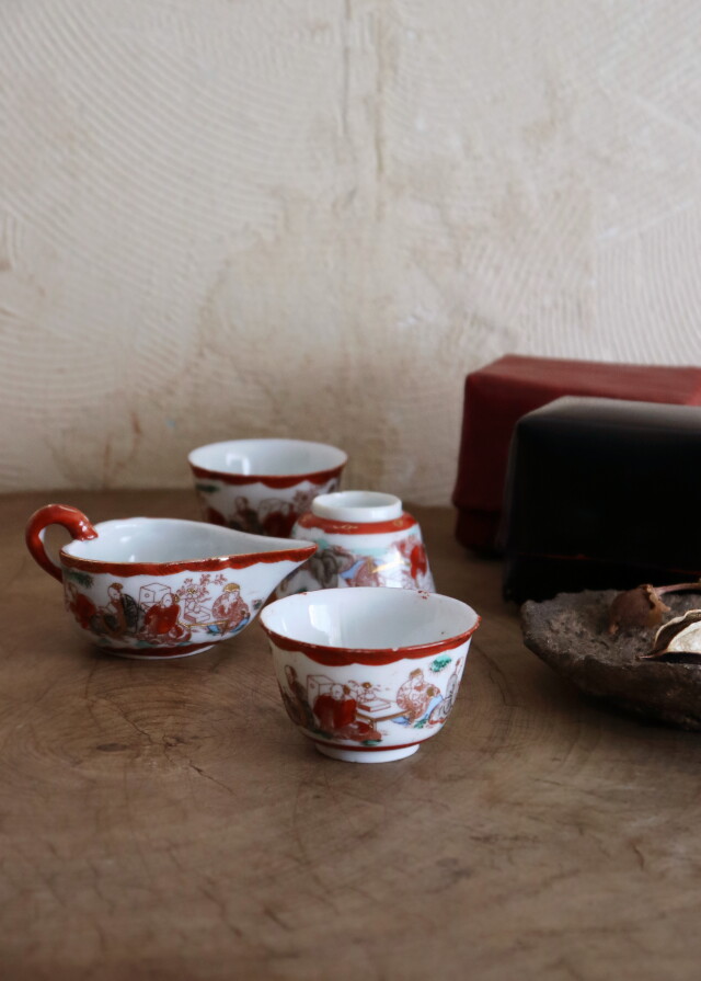 九谷湯冷まし煎茶茶碗3客セット 煎茶道具 小鉢 向付 色絵 和食器