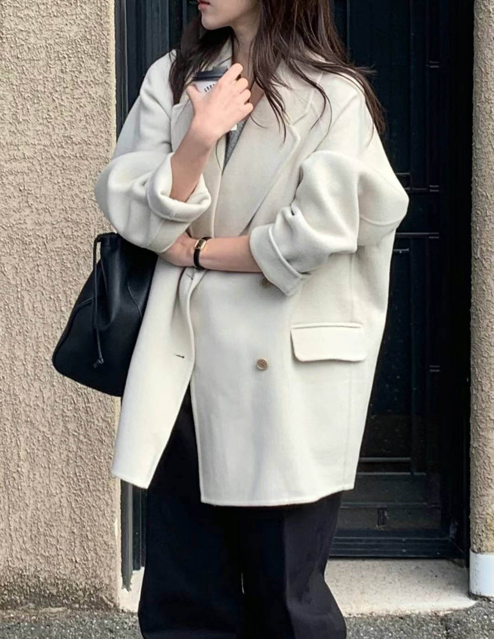AIDA WOOL CASHMERE COAT IVORY – SANNA New York