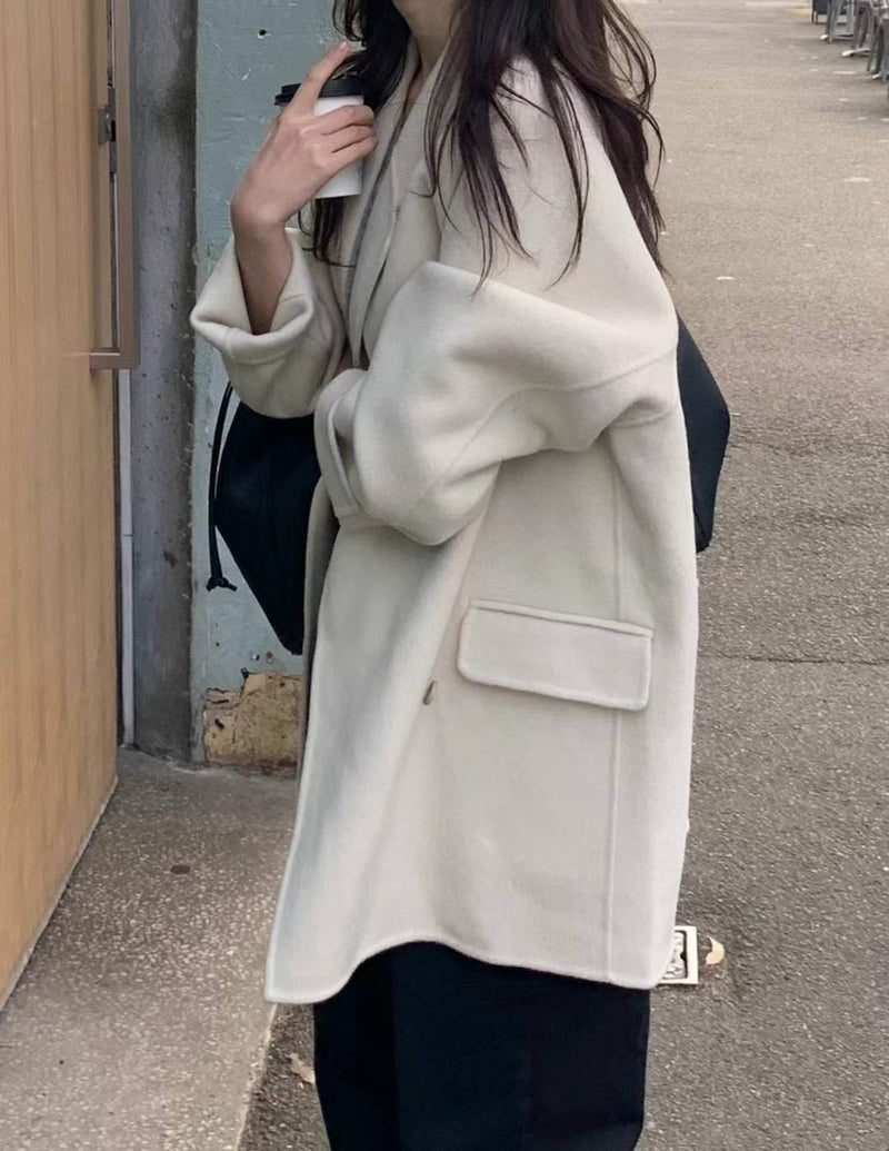 AIDA WOOL CASHMERE COAT IVORY – SANNA New York