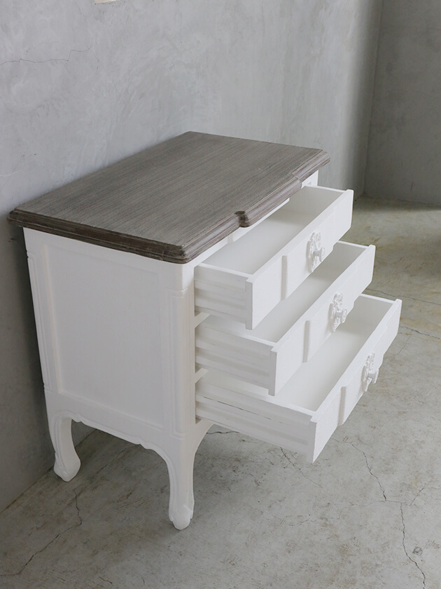 BLANC D'IVOIREサイドテーブルPAOLA GMアンティークホワイト - サラ