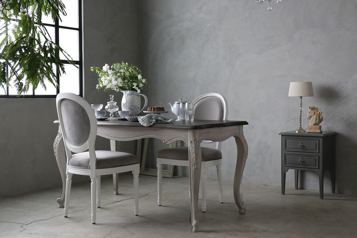 BLANC D'IVOIREダイニングテーブルJOANNA150cmアンティークグレージュ