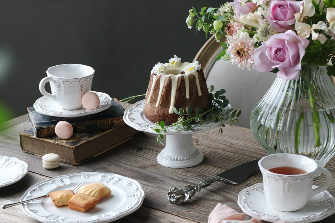 ELIOS BAROCCOケーキスタンド21cmホワイト