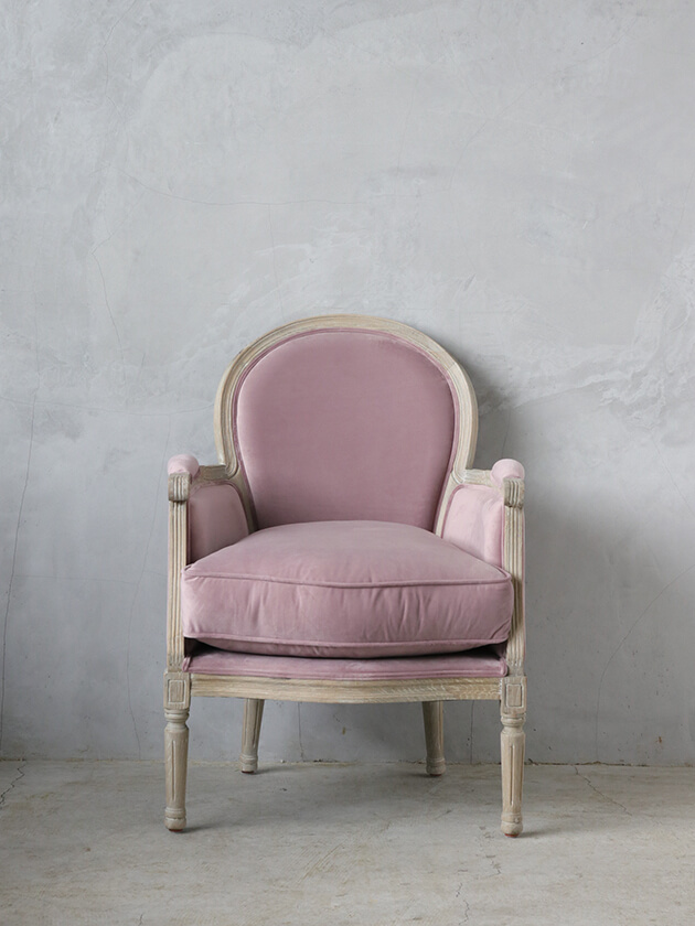 SGDアームチェアMonaナチュラルピンクベルベット