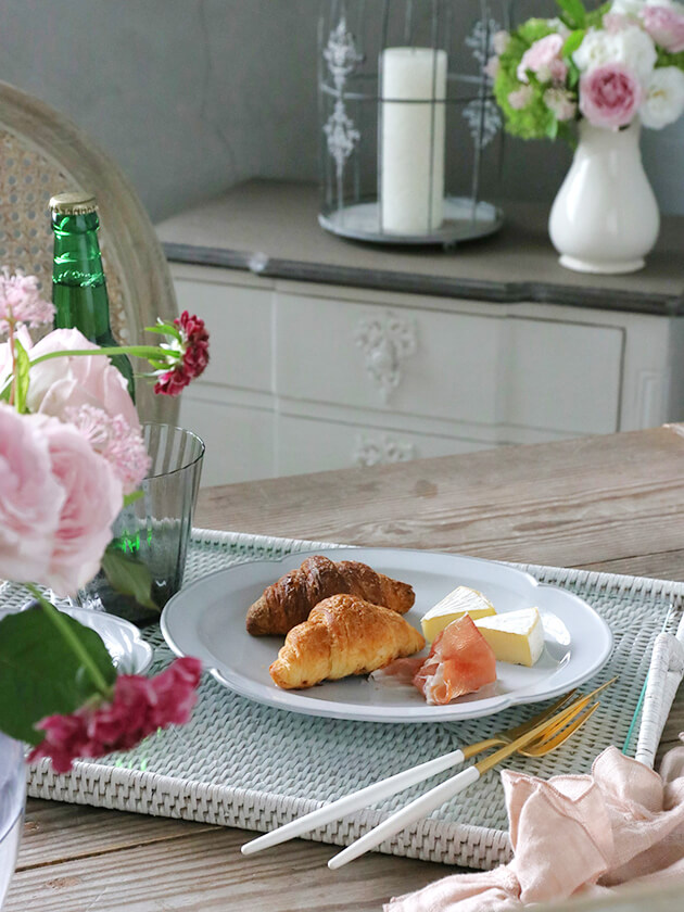 プレートFleur L ホワイト 25 x 21 陶器 お皿 花柄 日本製 和洋 サラ