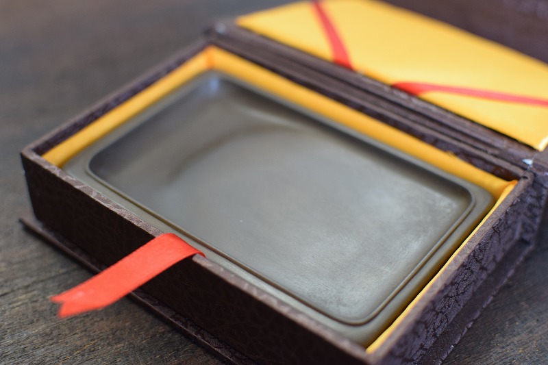 玫瑰紫澄泥福自天来硯 澄泥硯 木箱 質問コメント受付中 玫瑰紫澄泥福自