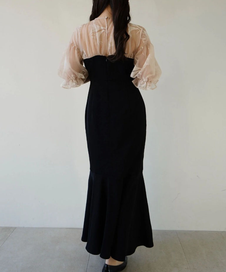 2サイズ】sheer puff dress（black） Acka.（エーシーケーエー）の