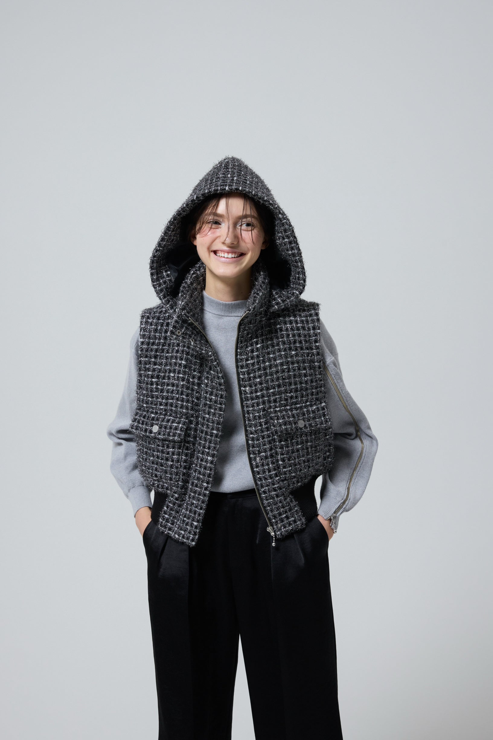 4way shiny tweed padded down jacket – shéller / シェリエ