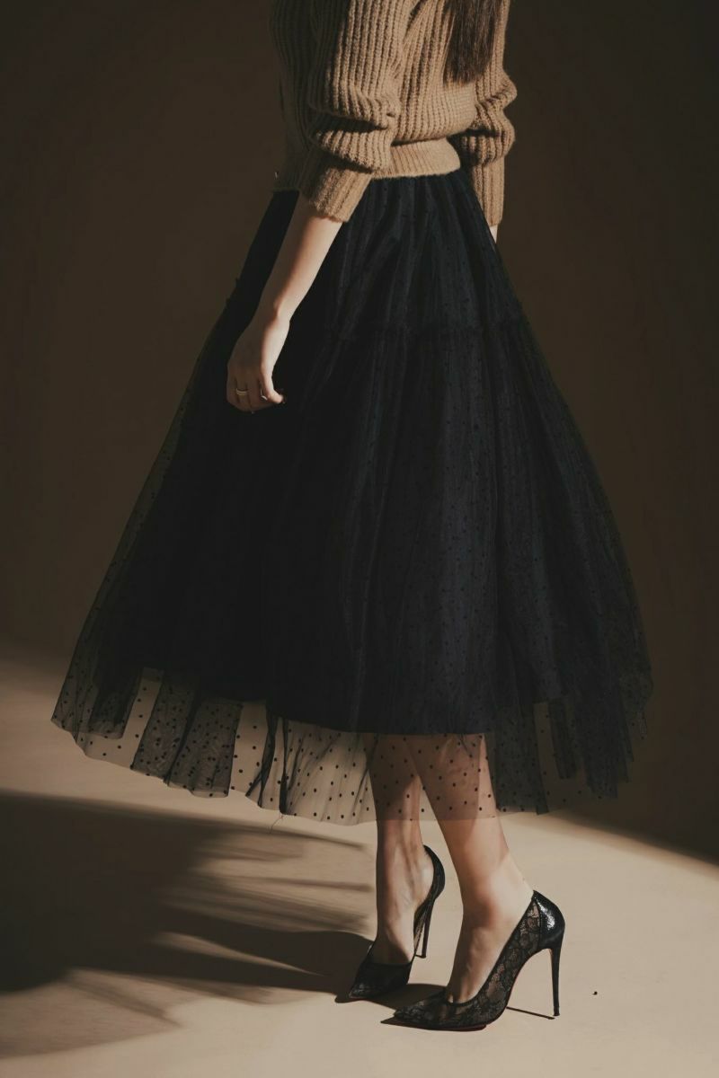クラシカルドットチュールスカート – shéller / シェリエ