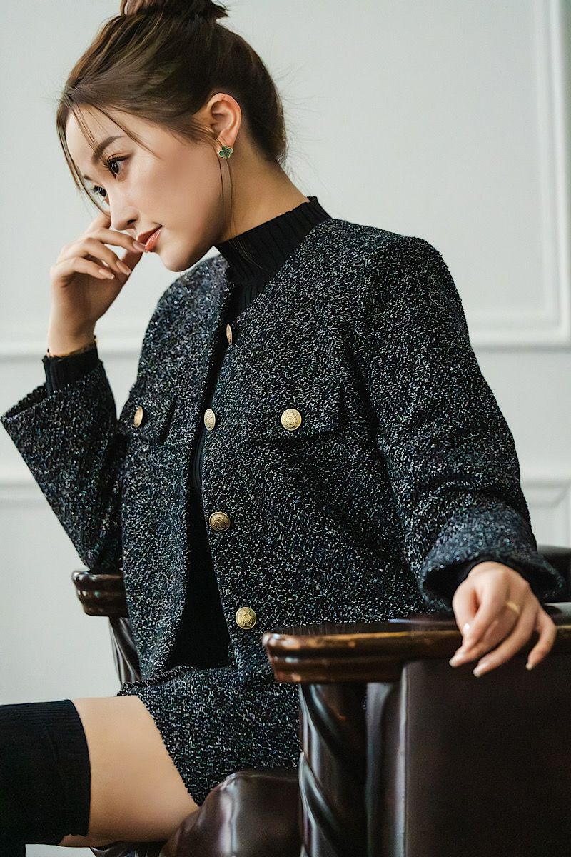 Glitter tweed jacket – shéller / シェリエ