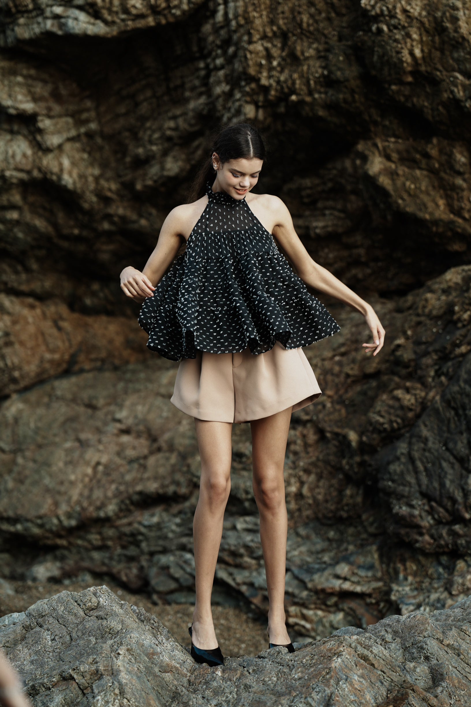 airy dot flare tops – shéller / シェリエ