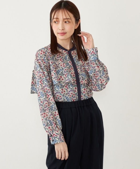 SHIPS Colors:〈手洗い可能〉MULHOUSE フラワープリント ラッフル