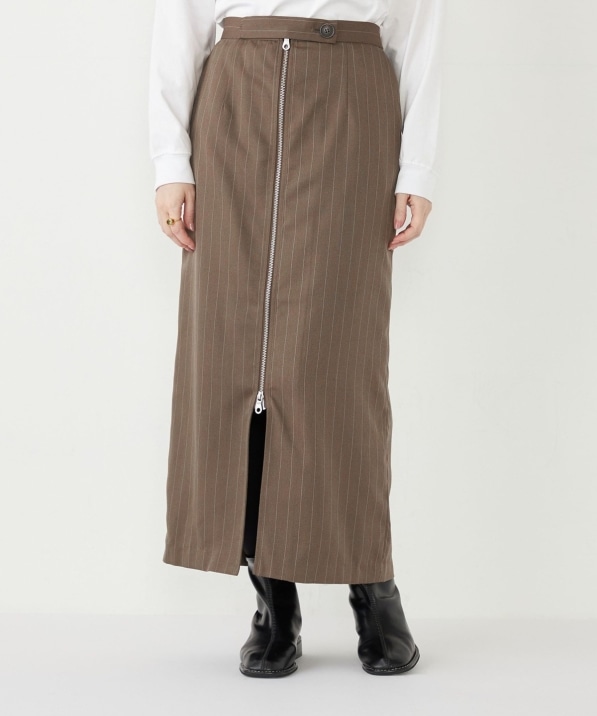 SHIPS Colors:〈手洗い可能〉ストライプ ジップ タイトスカート