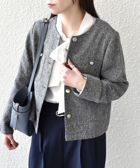 SHIPS Colors:〈手洗い可能〉ツイードライク クロップド ジャケット 3