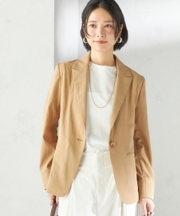 SHIPS any:〈手洗い可能〉ジャカード ノーカラー ペプラム ジャケット