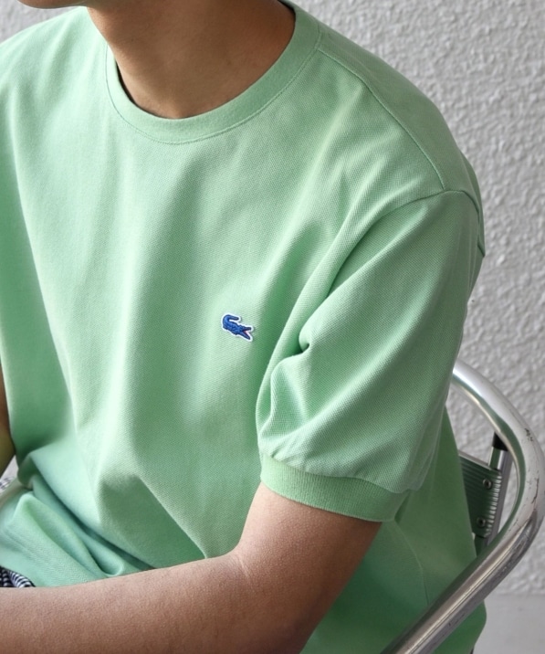 SHIPS any別注】LACOSTE: ワンポイント ロゴ ピケ クルーネック T