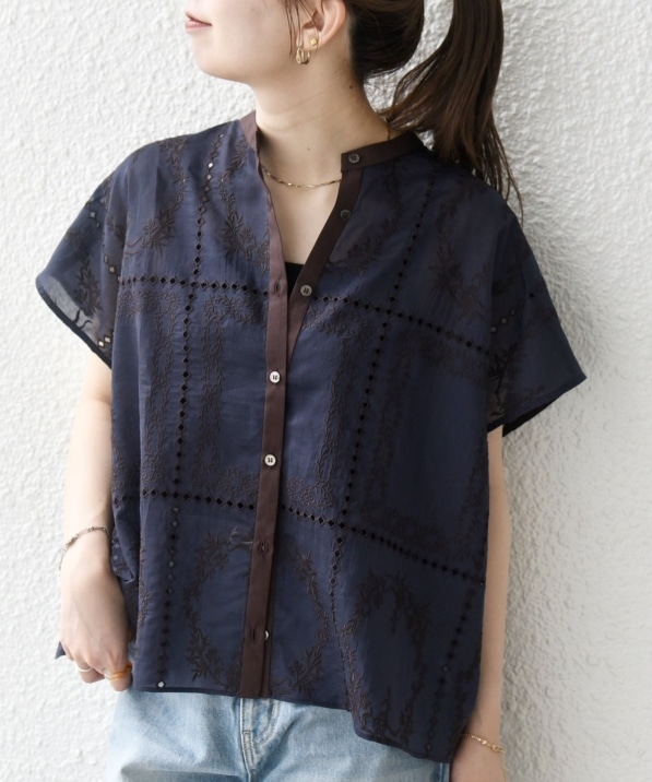 SHIPS any:〈手洗い可能〉エンブロイダリー レース シアー フレンチ