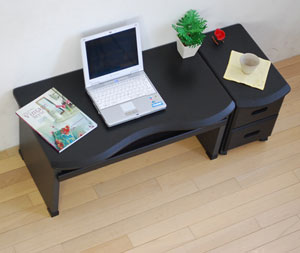 スタッフおすすめのフロアーパソコンデスク・チェストセット黒【書斎