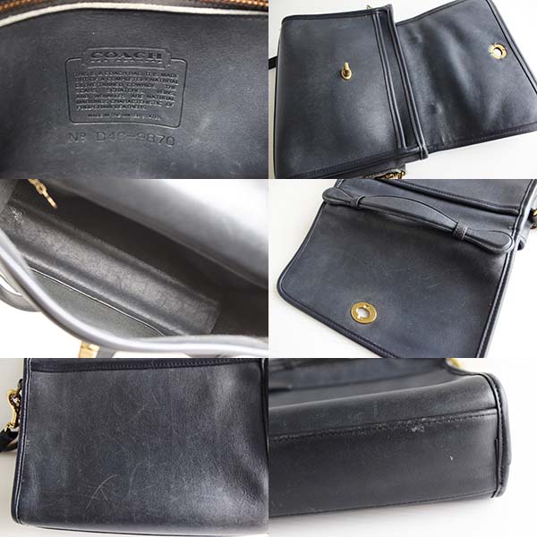 USA製 COACH オールド コーチ 2WAY レザーショルダーバッグ 紺☆9870