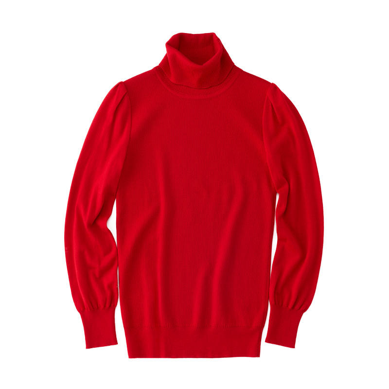 リブタートルニット レッド | SINME