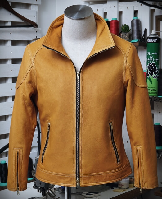 varde77 レザー 鹿革クラックレザースタジアムジャケット サイズS