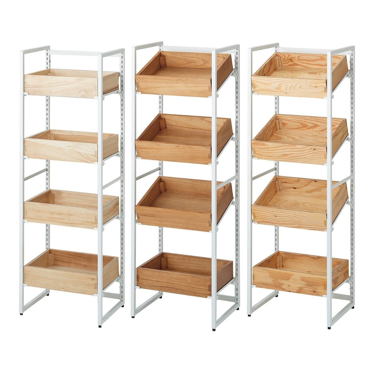 ボックスフレーム 陳列什器 高さ10cm ボックス展開 4段 ホワイト〔スト