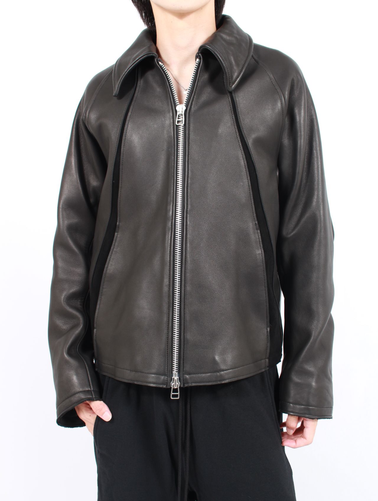 NVRFRGT - 【25AW】 ラムレザー パネル ジップアップ ジャケット