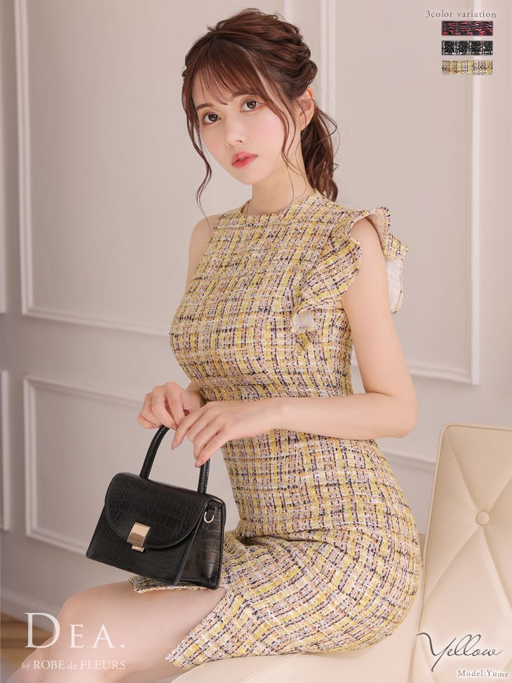 Lサイズあり【DEA./ディア】ラメツイード/ アシンメトリー/ フリル