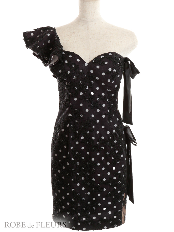 ROBE de FLEURS/ローブドフルール】ドットレース/ リボン