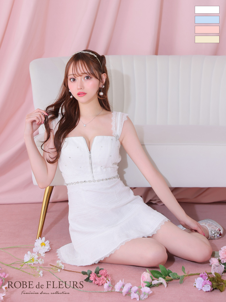 XSサイズあり【ROBE de FLEURS/ローブドフルール】肩レース/ ウエスト