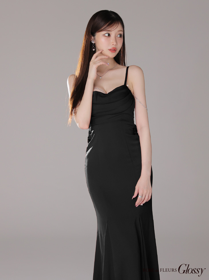 XSサイズあり【Glossy/グロッシー】サテン/ バストビジュー/ ロング