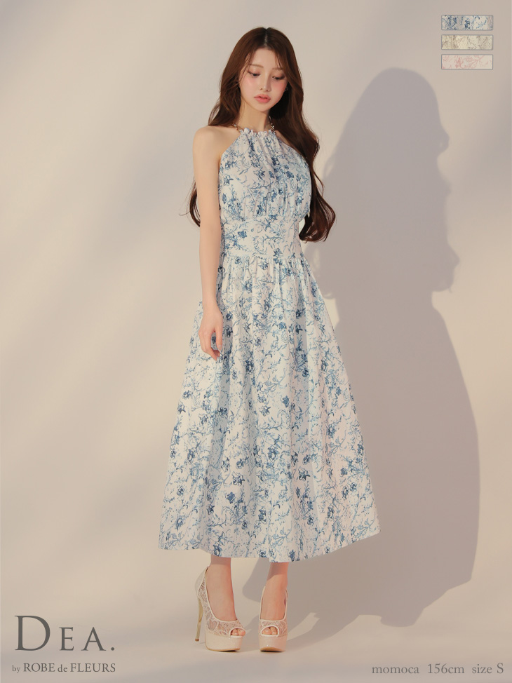 Lサイズあり【DEA./ディア】花柄/ ホルターネック/ フレア/ ロング