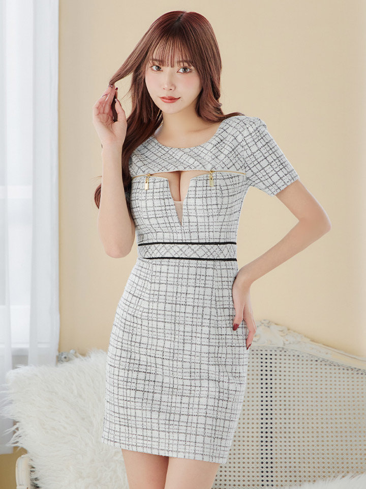 XS-Lサイズあり【Glossy/グロッシー】袖付き/ ツイードニット