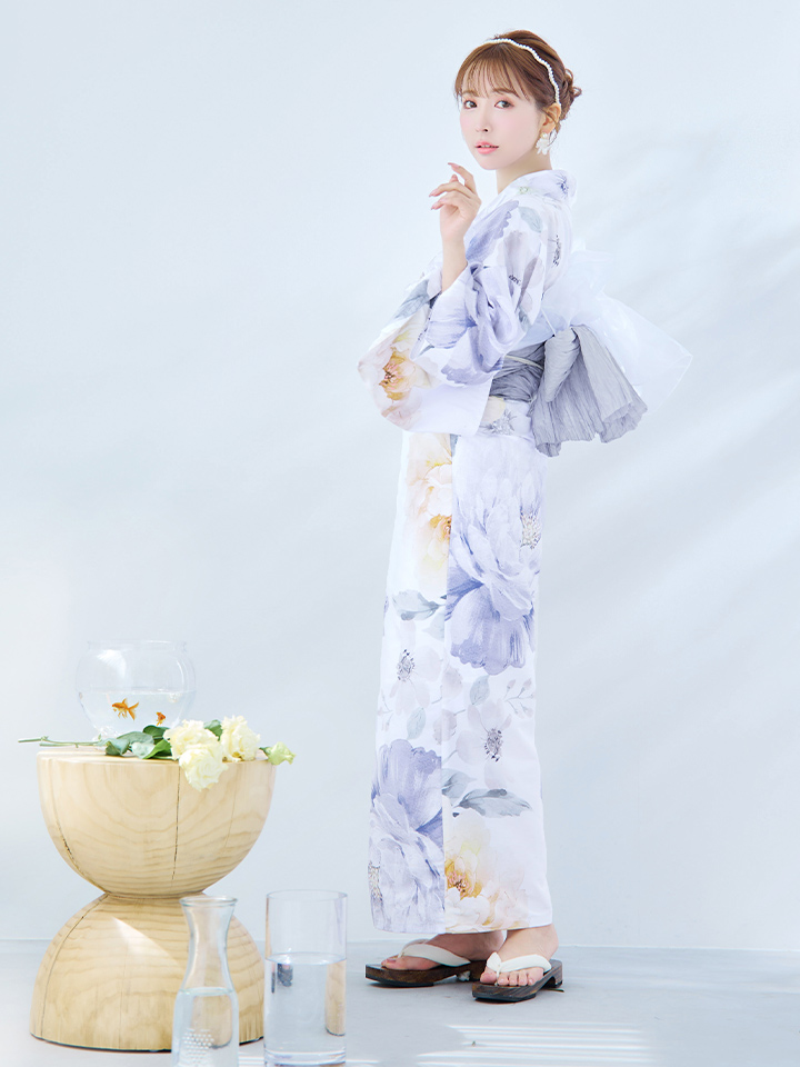 即日発送】シャーベットフラワー牡丹浴衣【浴衣3点セット 浴衣/帯