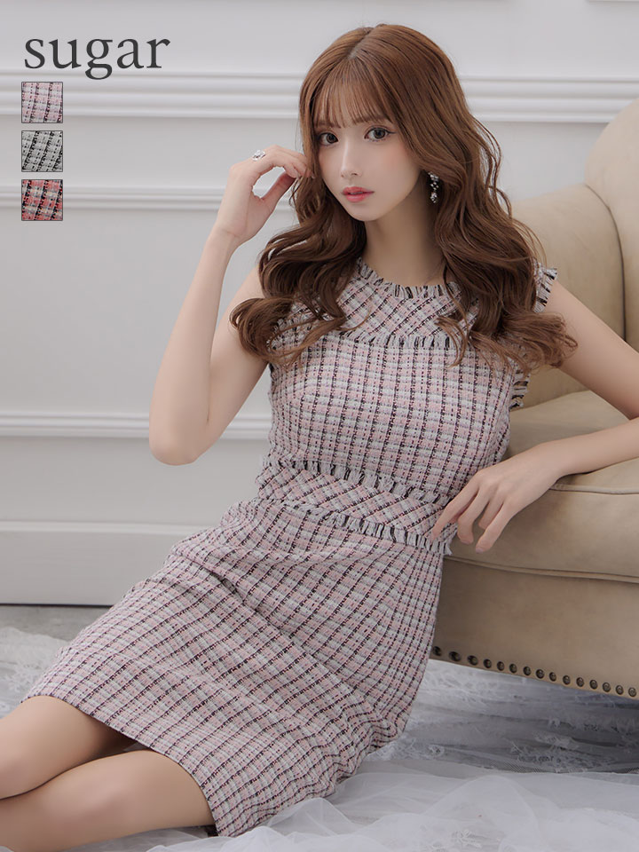 ERUKEI エルケイ】ツイード/ ノースリーブ/ タイト/ ワンピース/ ミニ