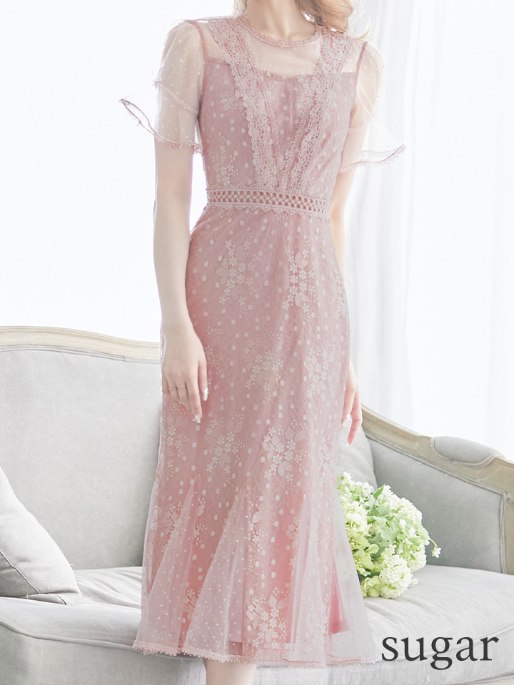 XS-Lサイズあり【SETTAN/セッタン】フラワーレース/ パフスリーブ