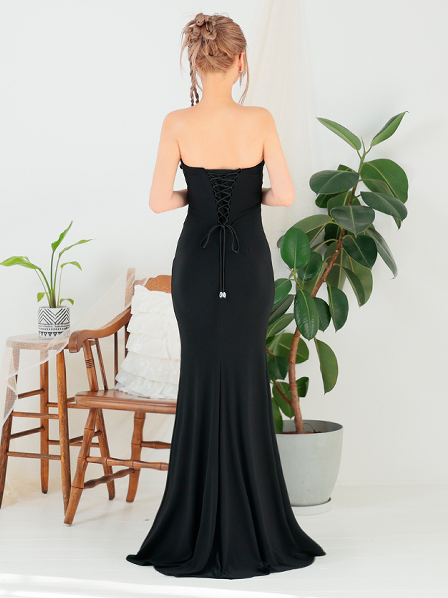 ANGEL R/エンジェルアール】ベアトップ/ フロントビジュー/ サテン