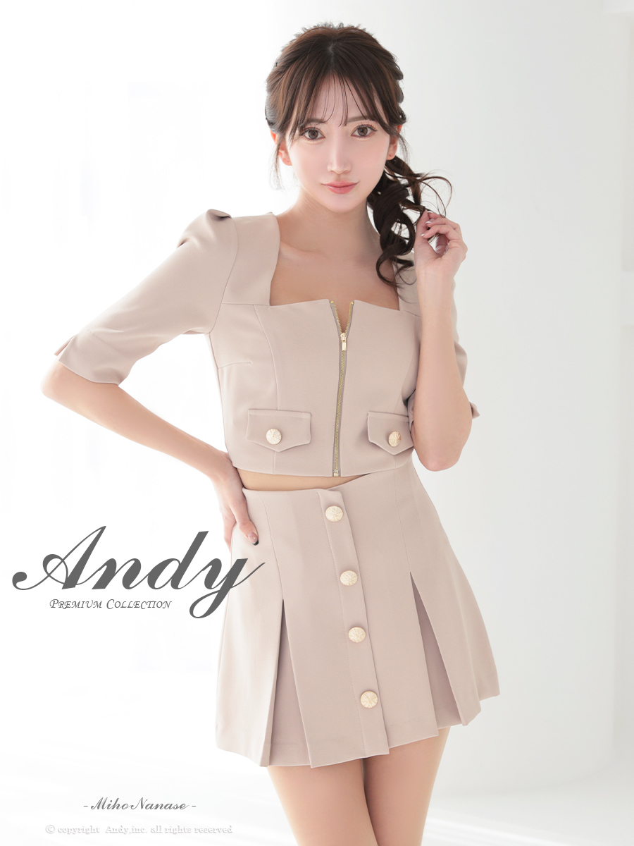 ANDY/アンディ】フロントジップ/ 半袖/ 袖あり/ スクエアネック