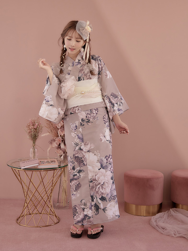 即日発送！】【浴衣】大人スウィートフラワー 牡丹柄 浴衣 【浴衣3点