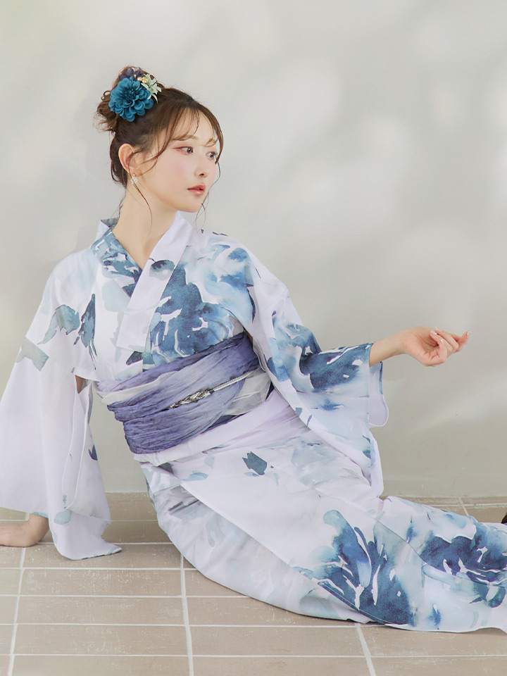 即日発送】グラデーションブルーグリーン浴衣【浴衣3点セット 浴衣/帯